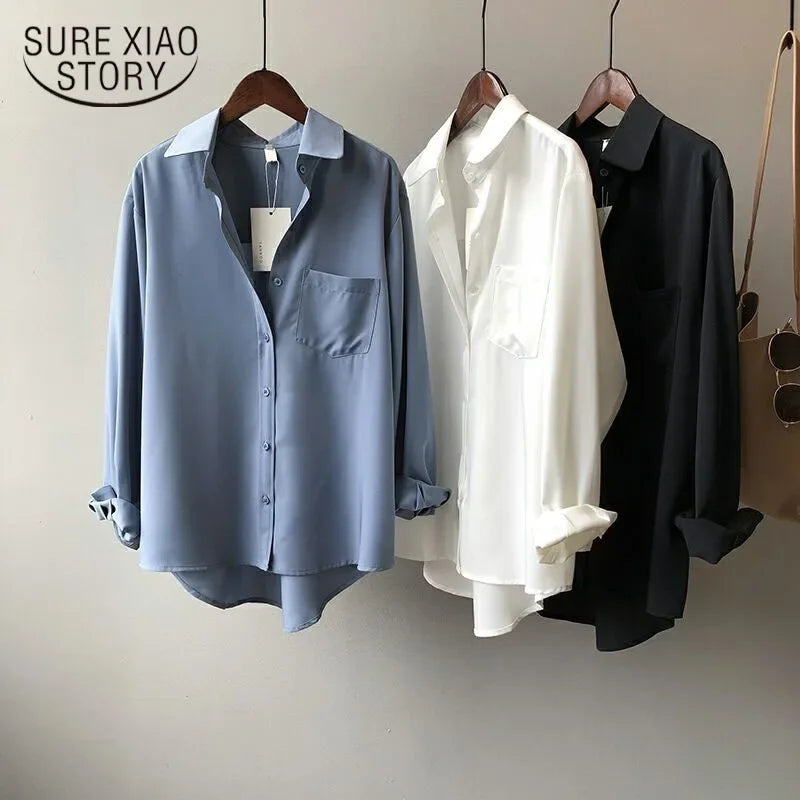 Cotton Blouse White Shirt Fashion Women Blusas Mujer De Moda OL Style Tops Casual Ladies Long Sleeve Shirts and Blouses 3496