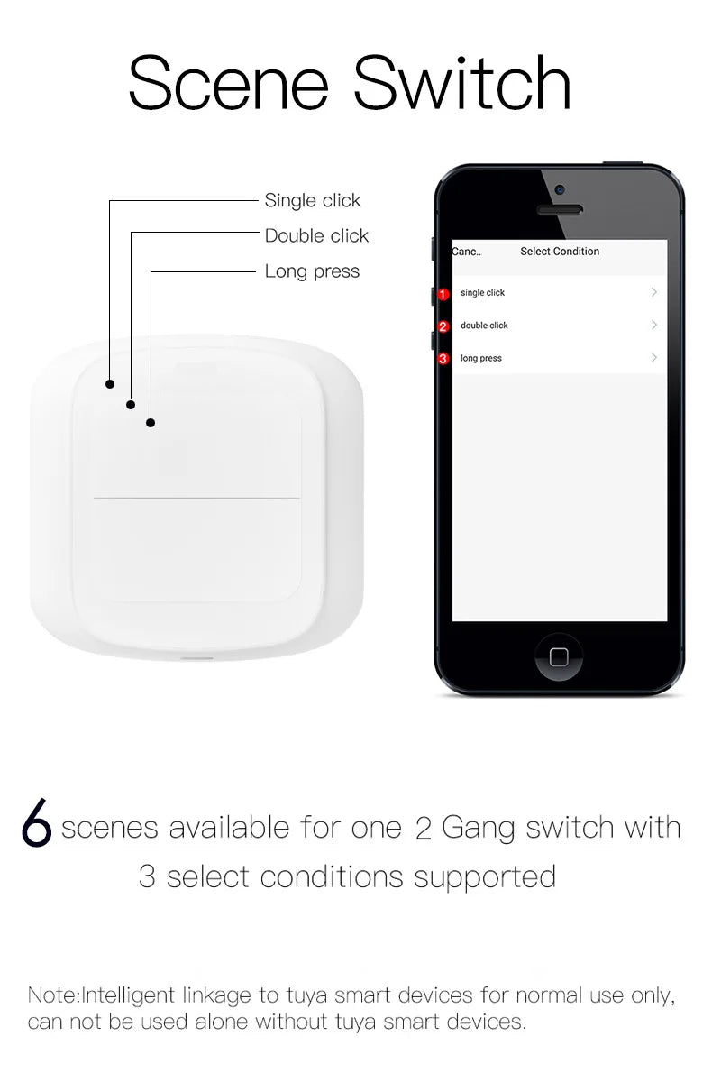 Tuya WiFi ZigBee 2 Gang Wireless 6 Scene Switch Push Button Smart Life APP Wireless Remote Control Automation Scenar Wall Switch