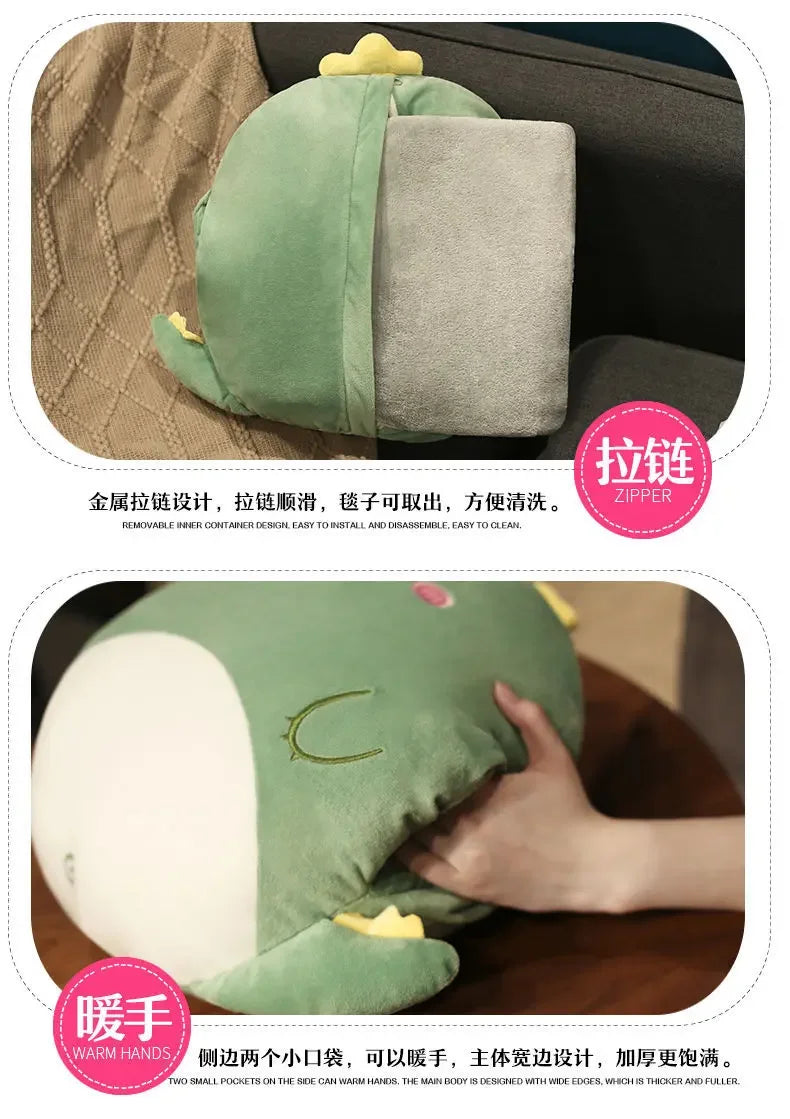Cute Cushion Blanket 3 in1 Stuffed Hand Warmer Bag Cartoon Animal Pillow Blanket Home Car Travel Pillow for Children Girl Gift