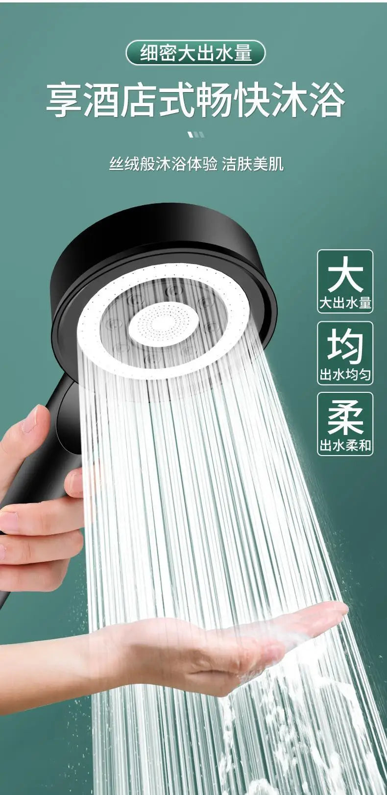 Black Silver Shower Head High Pressure 5 Modes Water Saving Nozzle Powerful Pressurized Spa Handheld Showers Bathroom accessorie