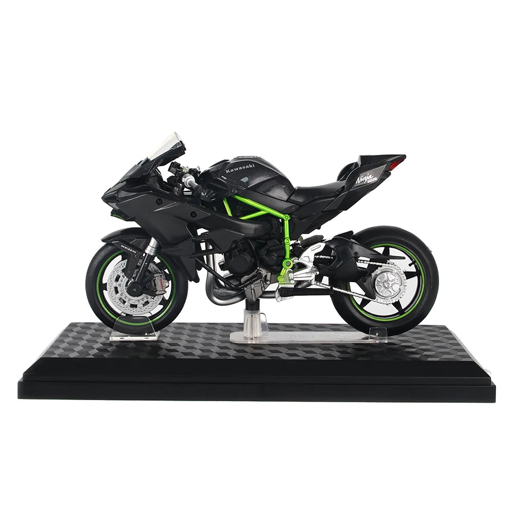 MSZ CCA 1:12 Kawasaki Ninja H2R with base alloy die-cast car motorcycle model, toy gift giving, die-cast static motorcycle model