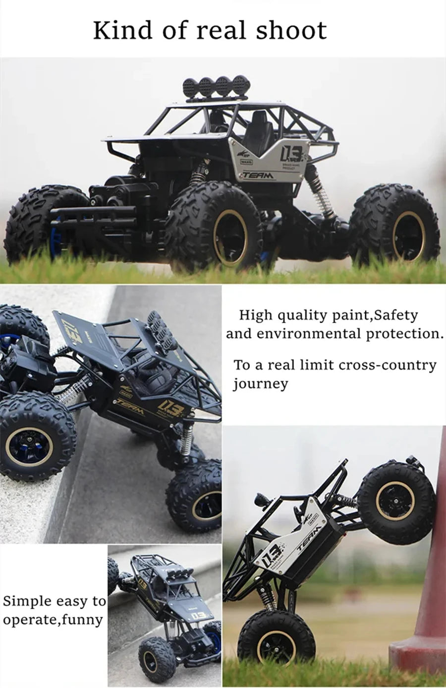 4WD Remote Control Off Road RC Car Radio Climbing Super Alloy Truck Buggy 4x4 RTR Vehicle Electric Toy for Children Kid Gift