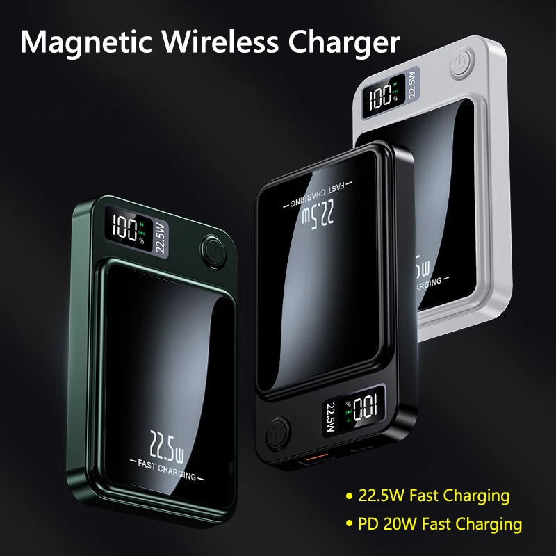 100000mAh Wireless Magnetic Power Bank Super Fast Charging Ultra High Capacity Digital External Battery Power Bank For Iphone 15