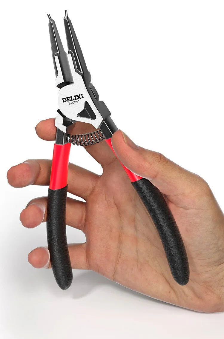 DELIXI ELECTRIC 5-In Circlip Pliers,Needle nose Pliers,Retaining Ring Pliers,for Removing Installing Puller Locking Rings Shafts