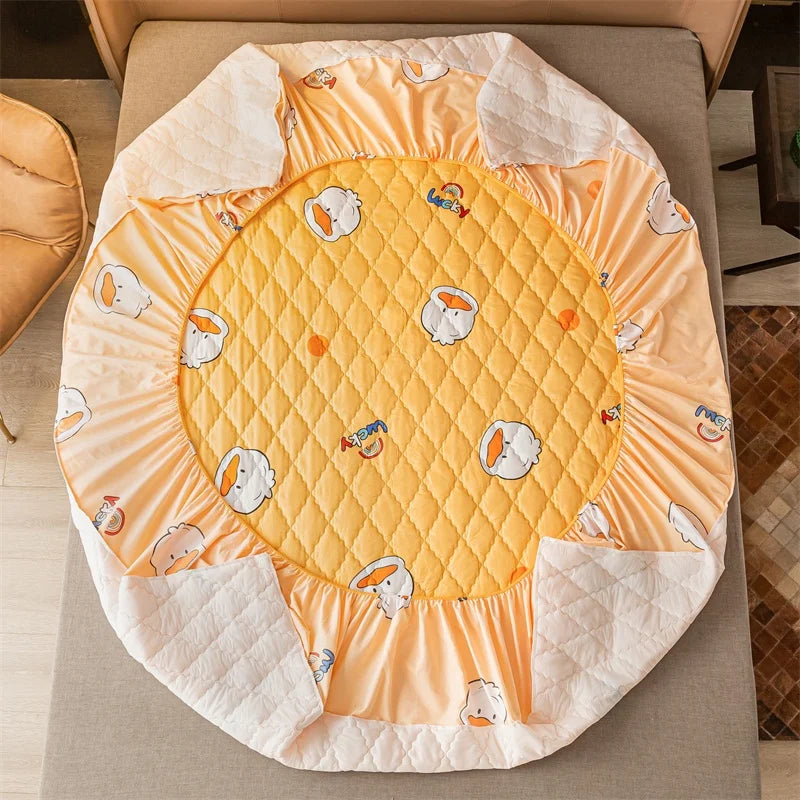 100% Waterproof Thicken Mattress Protector Cover Non-slip Fitted Bed Sheet Pad Bed Cover Single Double Bed Queen King Size 1Pc