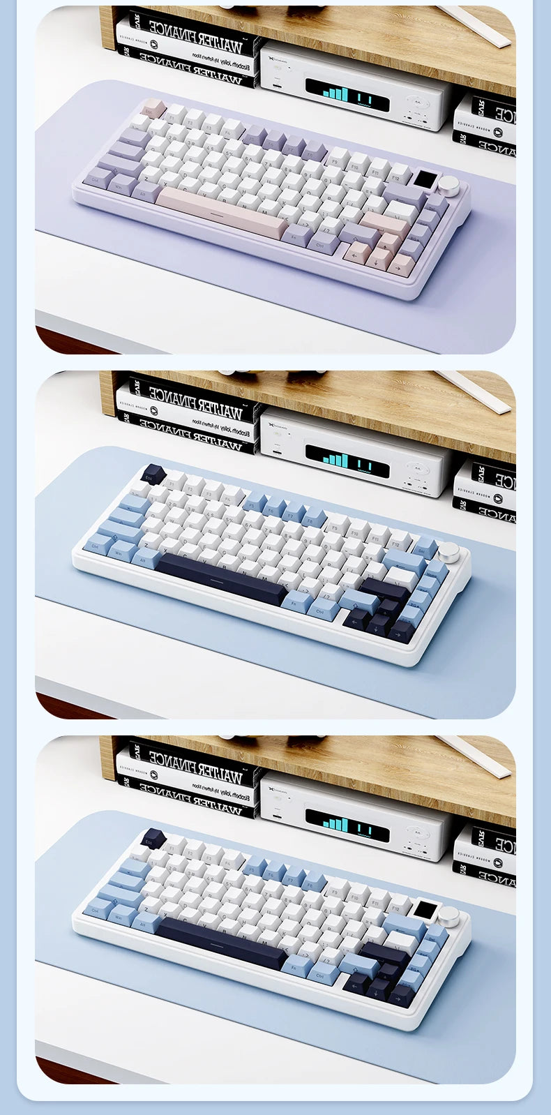 ATTACK SHARK X85 Bluetooth mechanical keyboard, 2.4G tri-mode, RGB Effects,TFT screen, metal knobs,full-key hot-swap, win&mac