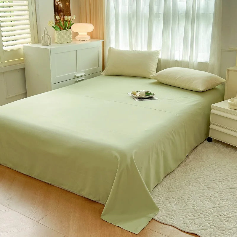 2-side Solid Color Brush Fabric Bed Set 4 Pieces Duvet Cover Pillowcase Bedding Set Bed Sheet Quilt Cover Single Queen King Size