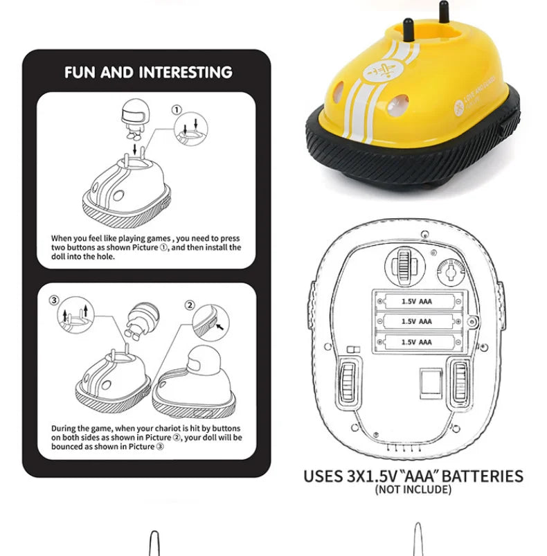 RC Toy 2.4G Super Battle Bumper Car Pop-up Doll Crash Bounce Ejection Light Children's Remote Control Toys Gift for Parenting