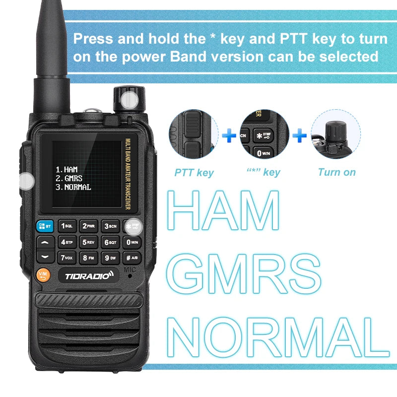 TIDRADIO H3 Walkie Talkie Phone APP Wireless Programming Dual PTT Air Band Long Range Radio USB Type-C Cable Programming &Charge