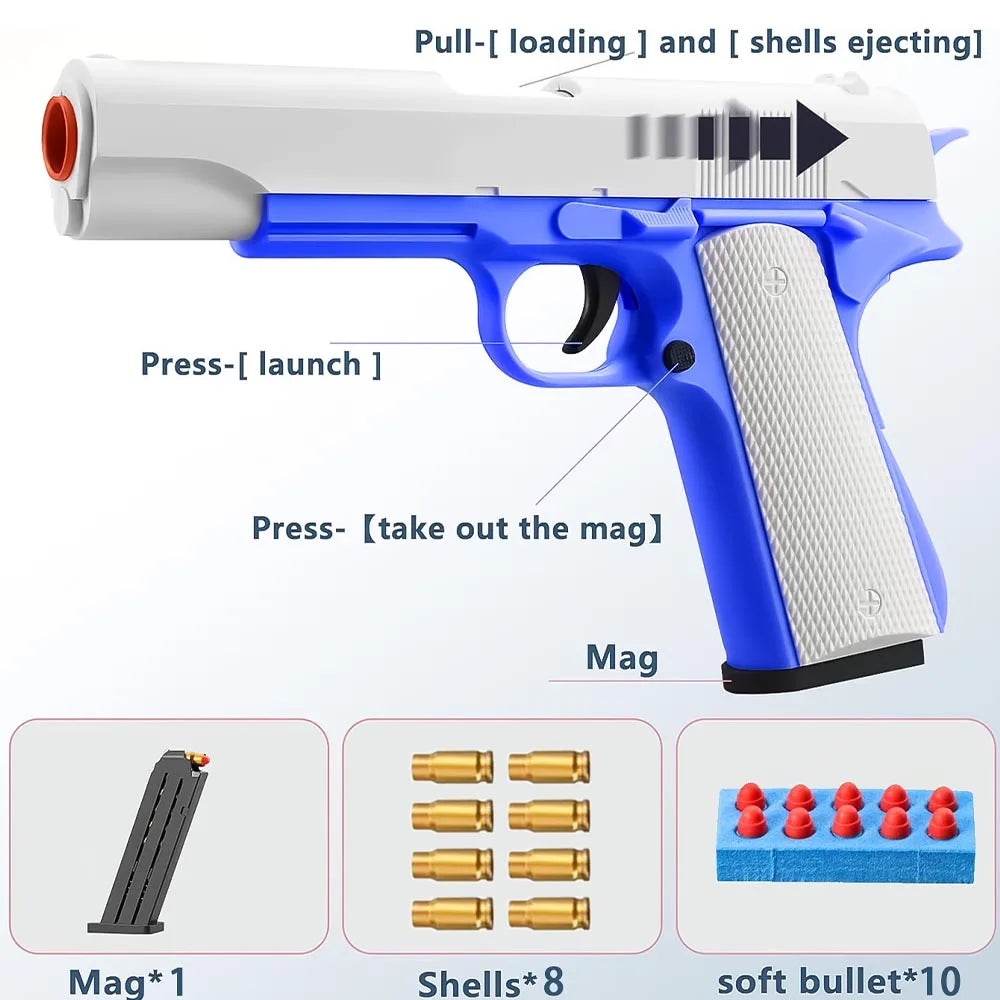 100 Soft Foam Bullets + 32 Shells For Glock Toy Gun Colt Pistol Shooting Games Kids Toys Dropship Shopify