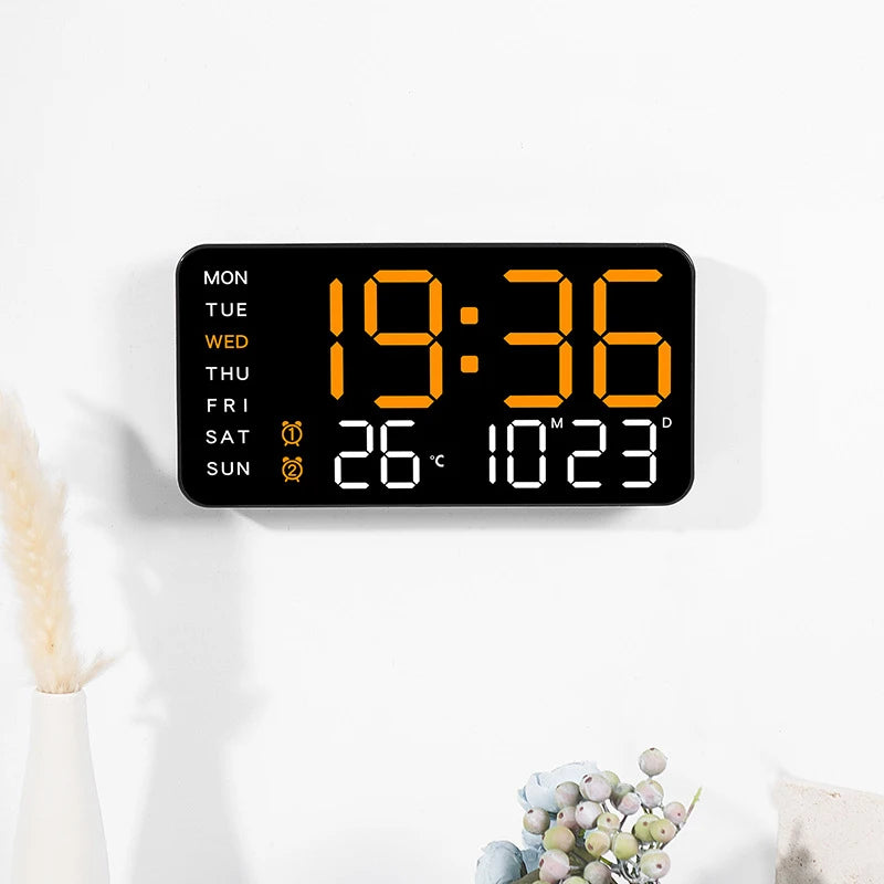 Voice Control Alarm Clock USB Powered LED Digital Clocks Temp Date Week Display 12/24H DST Brightness Adjustment 2-Alarms Clocks