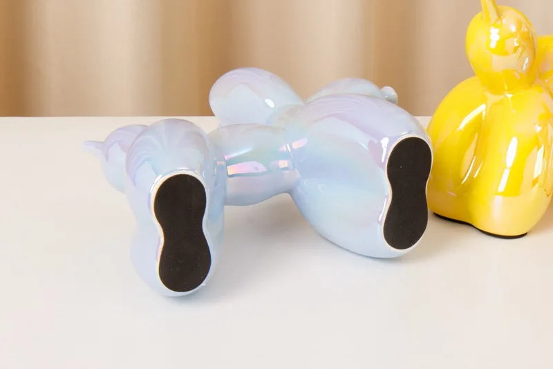 11cm Mini Ceramic Balloon Dog Abstract Ornament Creative Sculpture Study Room Statue Home Office Accessories Festival Decoration