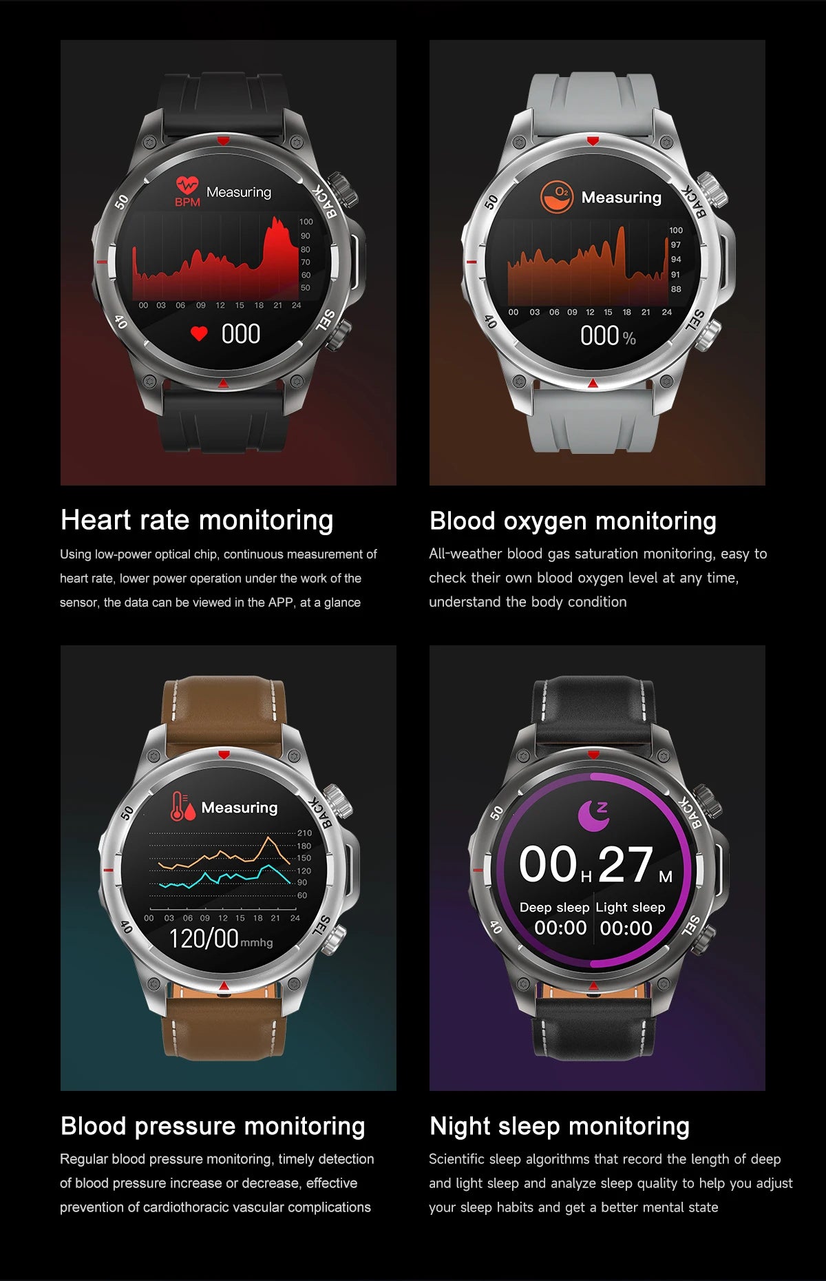 2024 New Bluetooth Calling Men's Smartwatch LED Outdoor Fitness Health Monitoring Smart Watch 360 * 360 HD Waterproof Smartwatch