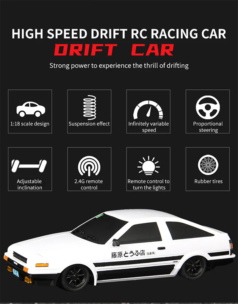 Skymaker AE86 Model LD1801 RX-7 FC LD1802 1:18 RC Drift Car 1/18 2.4G Remote Control ESP Gyroscope LED Mini RC Racing Car Toys