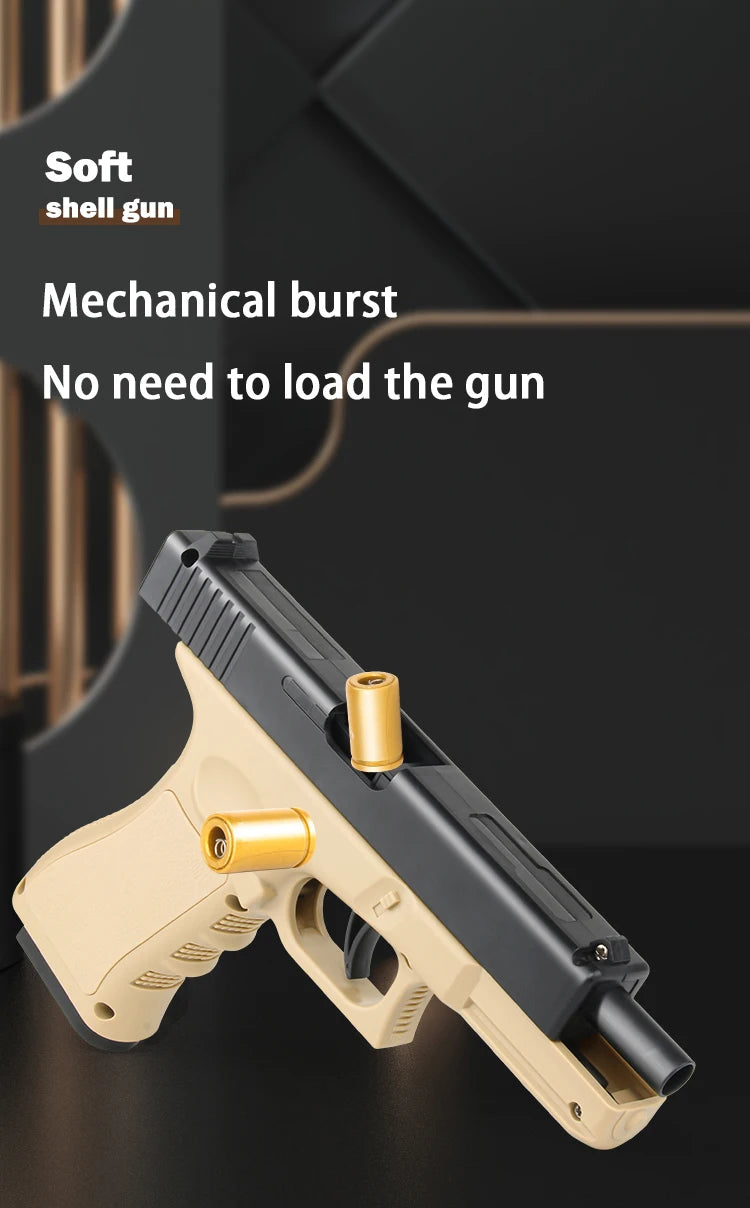 Mechanical continuous firing empty warehouse hanging toy pistol, high-quality soft bullet Desert Eagle pistol