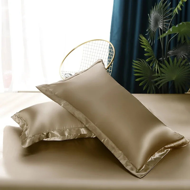 Silk Bedding Set with Duvet Cover Pink Bed Sheet Set with PillowCase 100% Pure Silk Bed Linen Set King Queen Full Twin Size