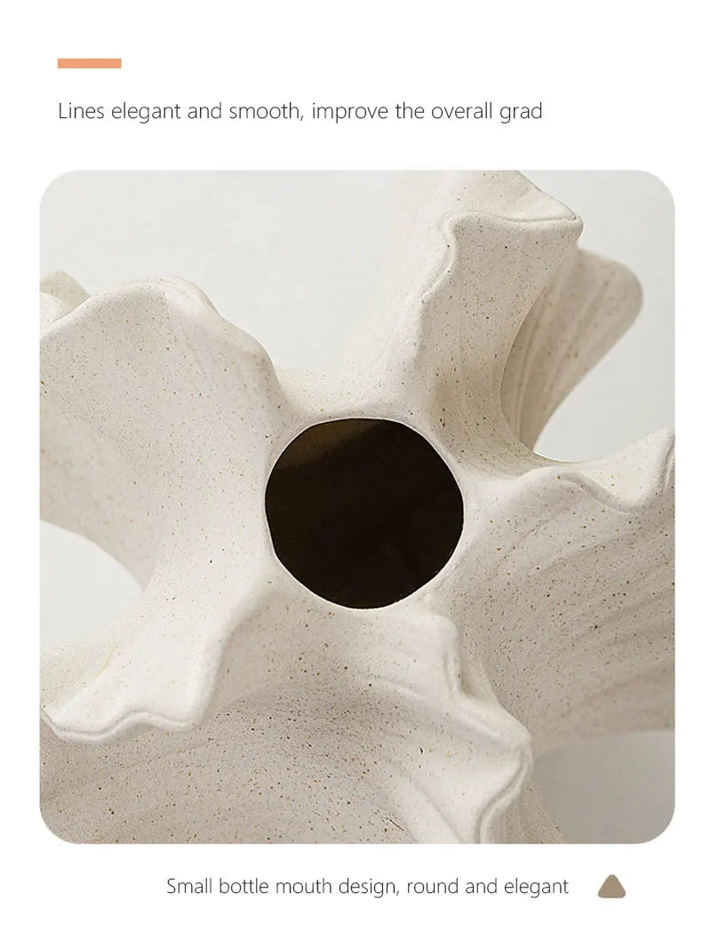 CAPIRON Ceramic Coral Vase Nordic Art Beige Matte Container for Flower Pampas Grass Living Room Tabletop Centerpieces Decoration