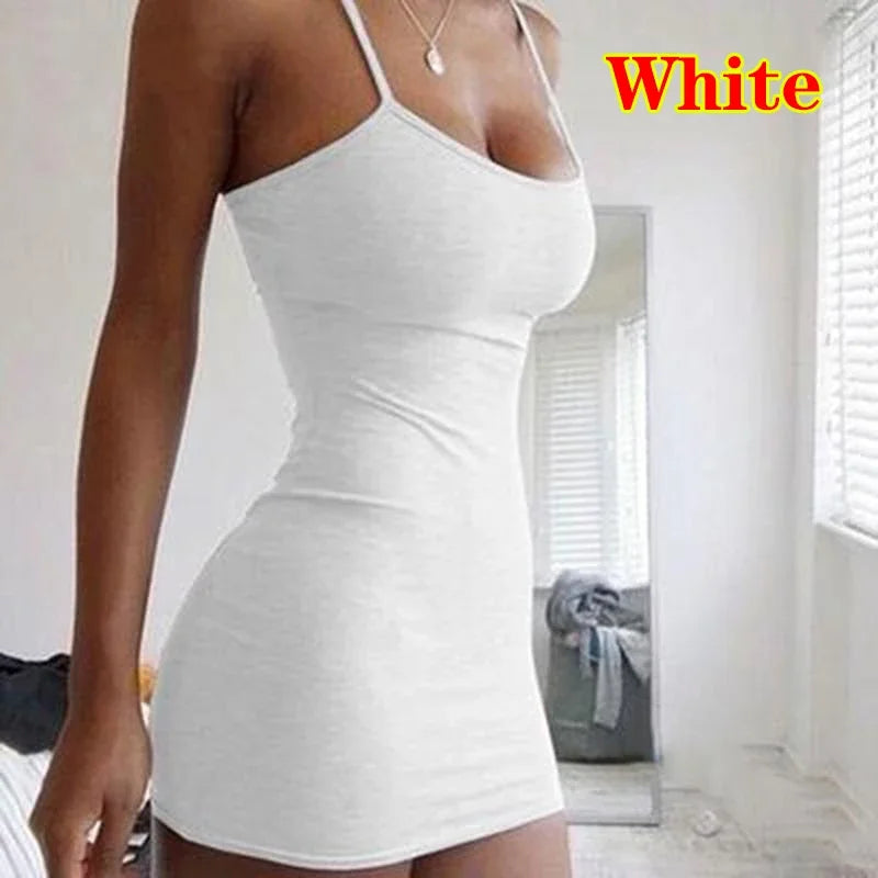 Summer Street Bodycon Dress Sexy Short Dress Nightclub Dress for Women Tight-Fitting Wrap Hip Over-The-Knee Sleeveless Dresses