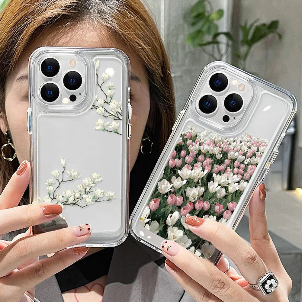 Case For iPhone 11 Case iPhone 14 Pro Max Case For iPhone 12 14 13 16 Pro 15 Pro Max XR XS 7 8 15 Plus Cover Flower Soft Fundas