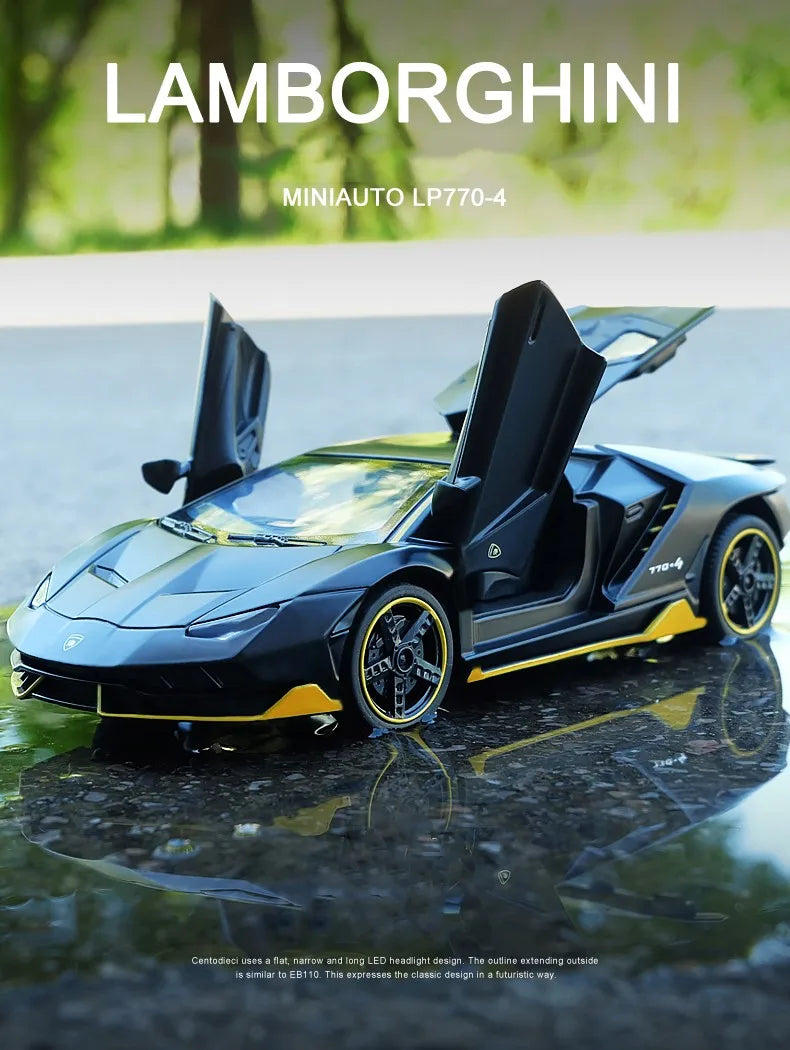 1:32 Lamborghinis LP770-4 750 Alloy Sports Car Model Diecasts Metal Pull Back Sound And Light Car Model Kids Toy Collection Gift