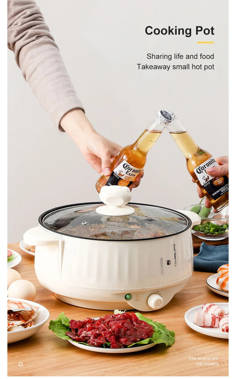 Multi Cooker Multifunctional Electric Pan Non-stick Cookware Rice Cooker Multi Ramen Soup Hotpot for Dormitory Kitchen 220V EU