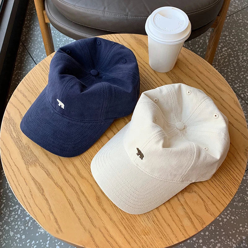 Polar Bear Embroidery Baseball Cap For Men Women Cotton Adjustable Snapback Bonnet Fashion Casual Sun Visors Unisex Peaked Hat