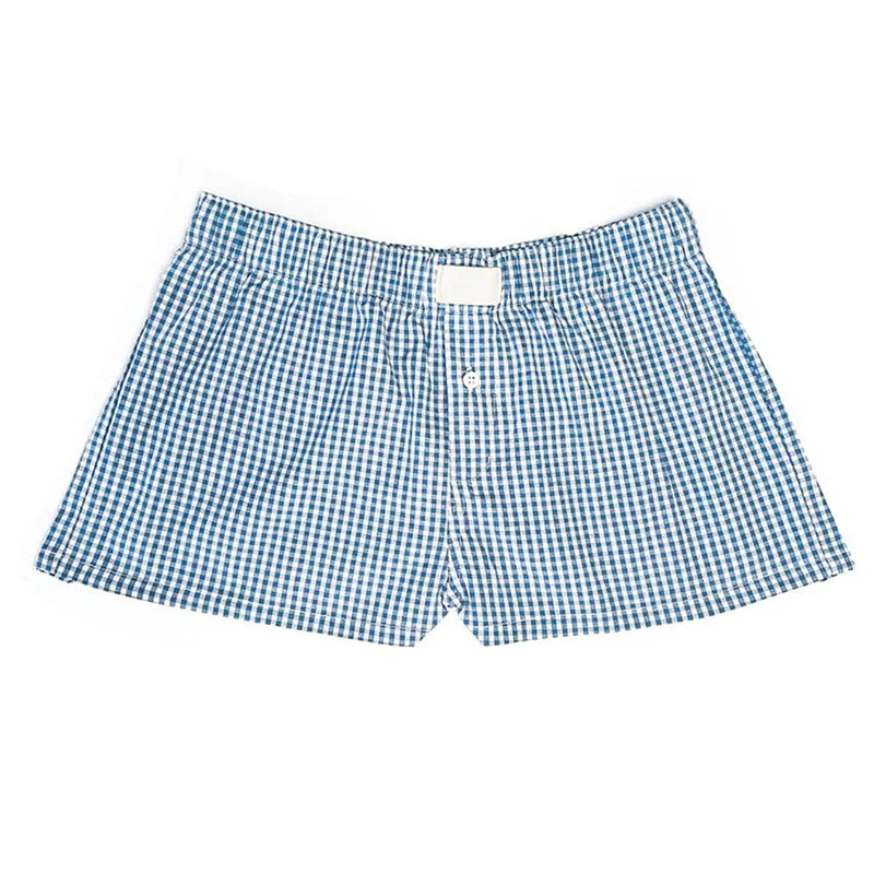Women's Y2k Pajamas Shorts Cute Plaid Pj Short Pants Flannel Lounge Sleep Shorts Bottoms Elastic Waist Baggy Boxers Tracksuit