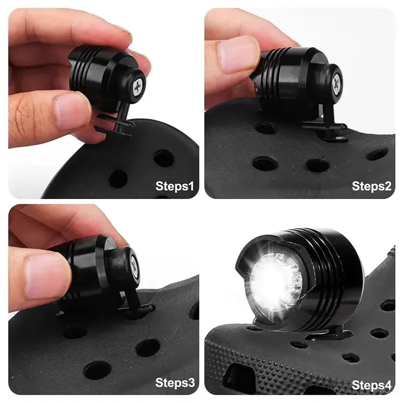 NEW Waterproof Shoe Light Outdoor Camping Crocs Charms Adult Kids Shoe Decoration Jibbitz Headlights for Crocs Accessories 1Pcs
