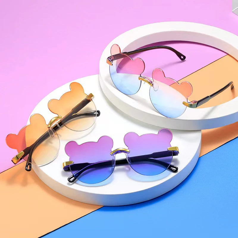 Kids Sun Sunglasses Bear Shape Children Glasses Trendy Girls Cartoon Eyeglasses Shades Driver Anti-Glare Boys Cartoon Sunglasses