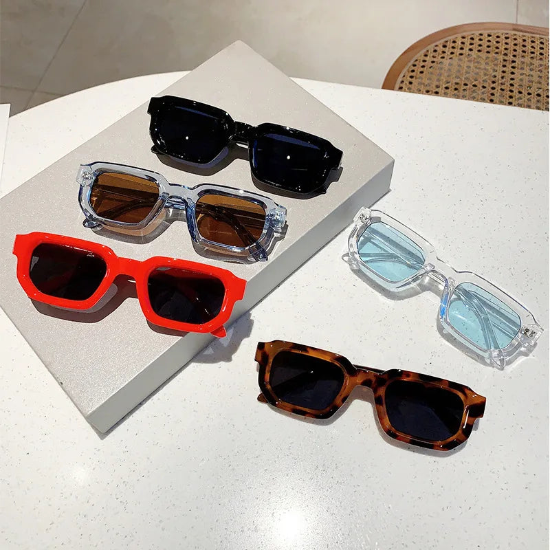 Popular Vintage Sunglasses Women Men Square Sun Glasses Punk Polygon Eye Glasses Goggle for Male Female Rectangle Sunglasses 