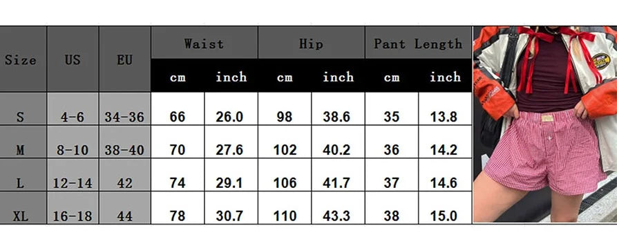 Women's Y2k Pajamas Shorts Cute Plaid Pj Short Pants Flannel Lounge Sleep Shorts Bottoms Elastic Waist Baggy Boxers Tracksuit