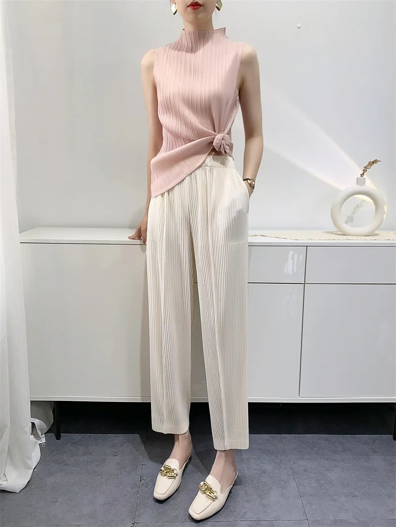 YUDX Miyake Pleated Pants Women's Thickened Fabric Loose Slim Comfortable Casual Pleated Pants 2024 Early Spring New