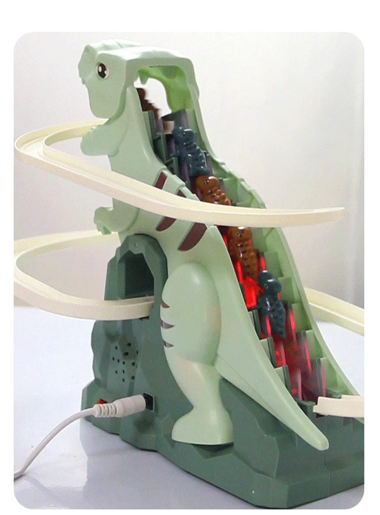 Dinosaur climbing slide music toy with 3 dinosaurs, puzzle fun electric slide toy car, Halloween boy and girl Christmas gift
