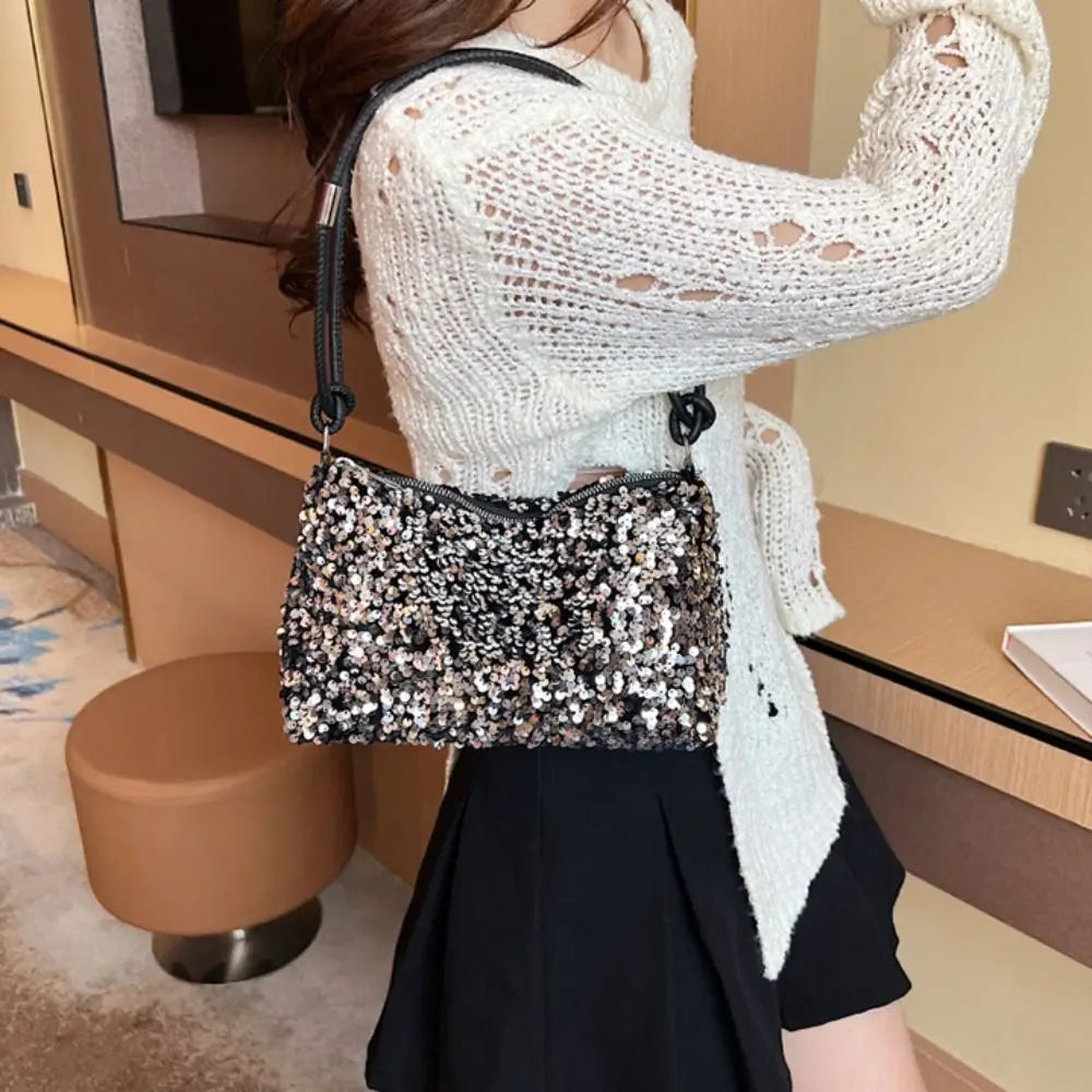 Solid Color Sequins Crossbody Bags Fashion INS Sequins Shoulder Bags Phone Purse Handbag Evening Clutch Bag Girl DIY