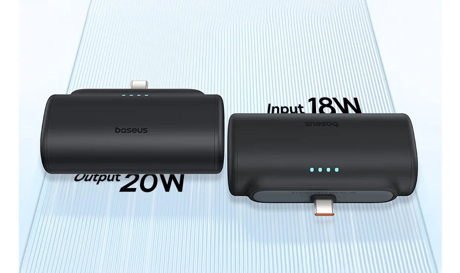 Baseus Mini Power Bank 20W 5000mAh Type C Fast Charging External Battery PowerBank for iPhone 15 Pro Max Samsung Xiaomi