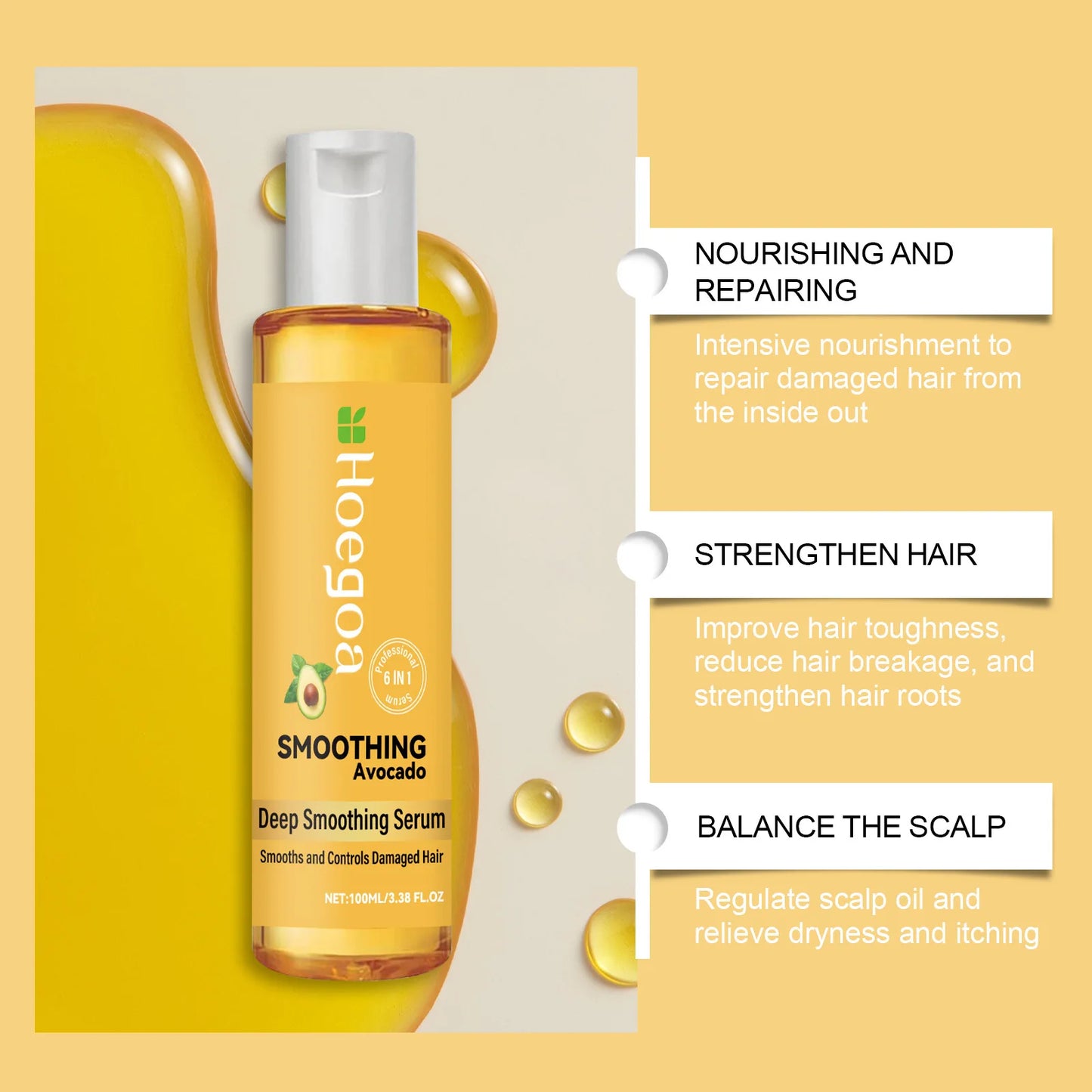 Avocado Hair Essential Oil Massage Scalp Reducing Loss Prevent Baldness Repair Damage Nourishing Regrow Vitamin Hair Care Serum