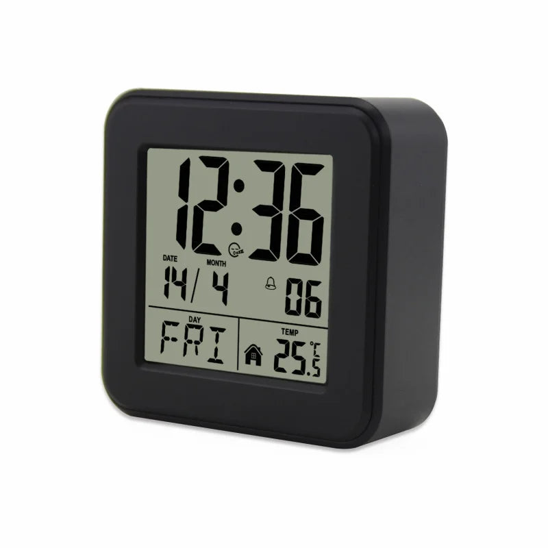 Portable Mini Digital Alarm Clock Temperature Date Week Touch Backlight Snooze Table Clock 12/24H Battery Powered LCD Clock