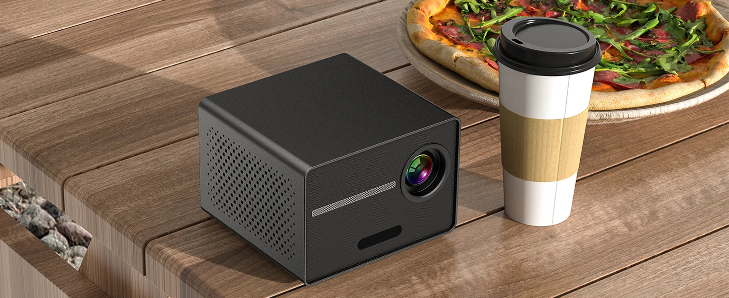 HAPPRUN Electric Focus Mini 1080P Bluetooth Projector, 200" Outdoor Movie Support, Compatible with Smartphone/HDMI/USB/PS5