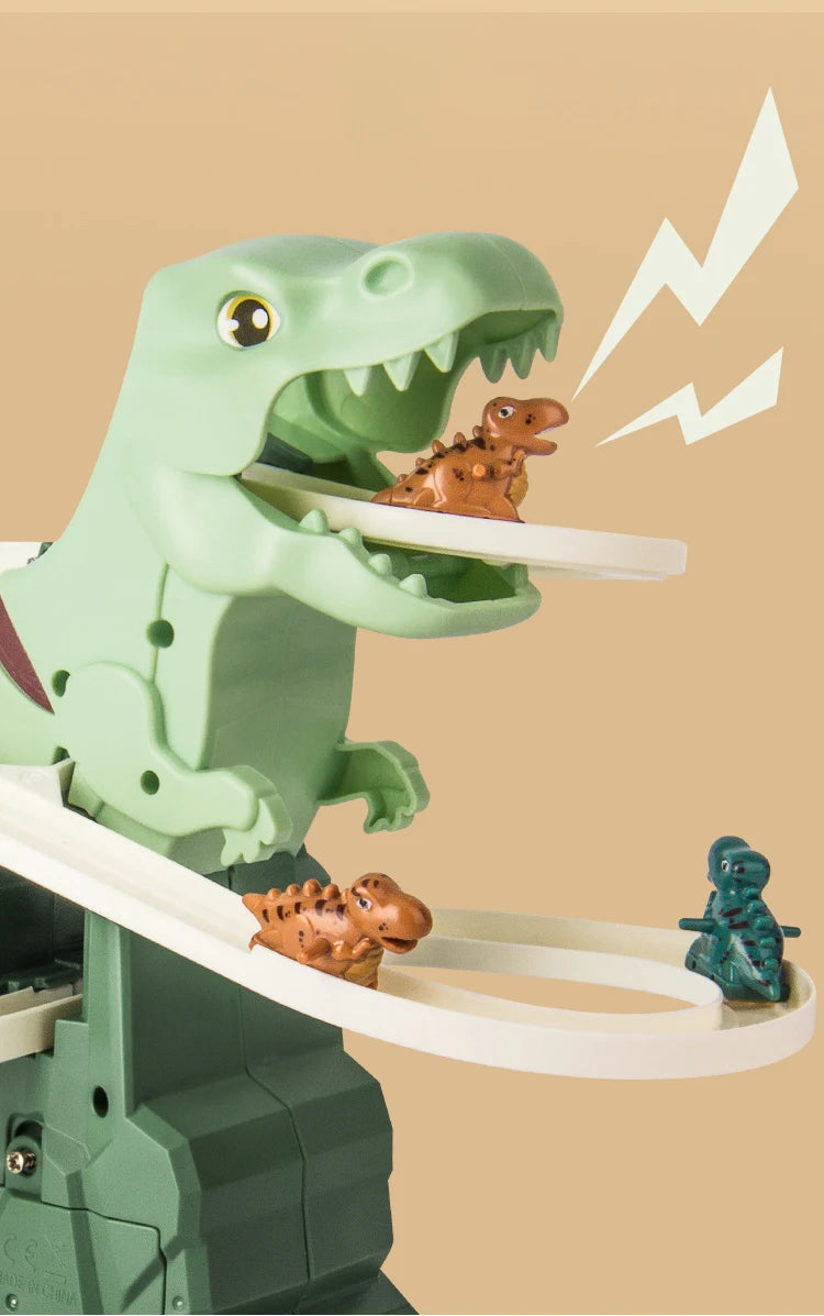 Dinosaur climbing slide music toy with 3 dinosaurs, puzzle fun electric slide toy car, Halloween boy and girl Christmas gift