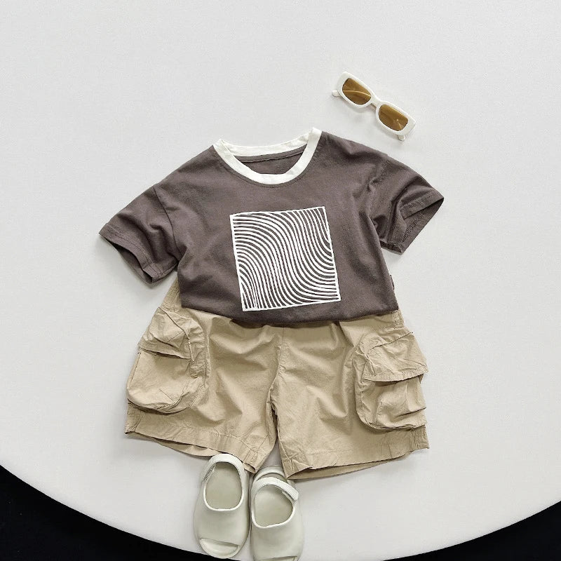 2024 Summer New Boys' Shorts Fashionable Workwear Capris 1-5 Year Old Korean Edition Pure Cotton Baby Casual Shorts