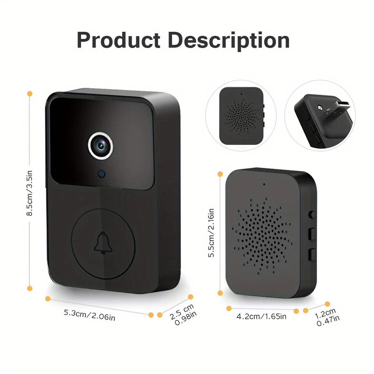 Tuya Wireless Video Doorbell, Smart Doorbell Camera Works with Tuya APP, HD Surveillance with Night Vision & Motion Alerts