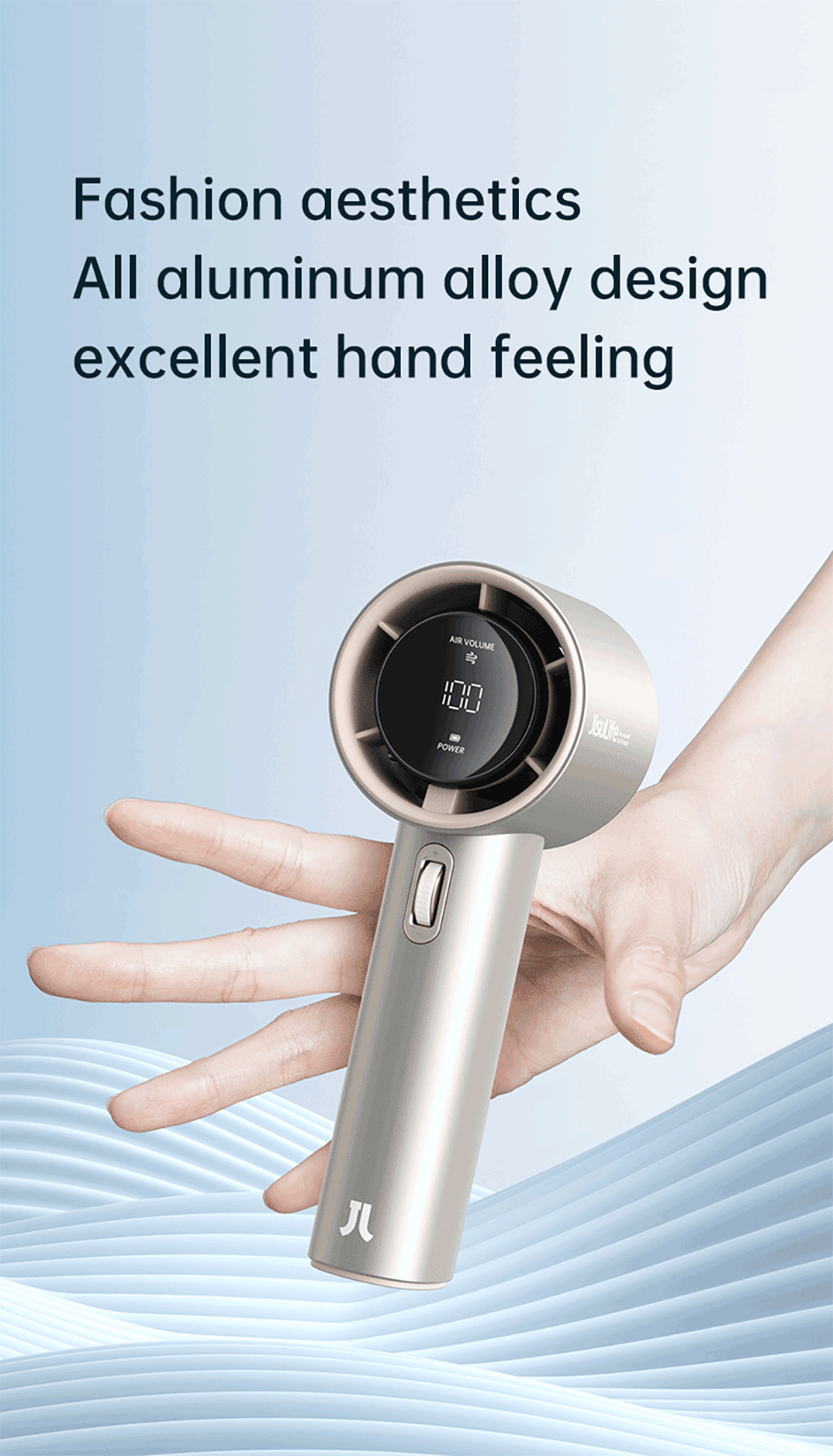 JISULIFE Portable Hand Fan , 100 Wind Speeds, Mini Bladeless Handheld Fan, USB Rechargeable Personal Fans, Electric Eyelash Fan