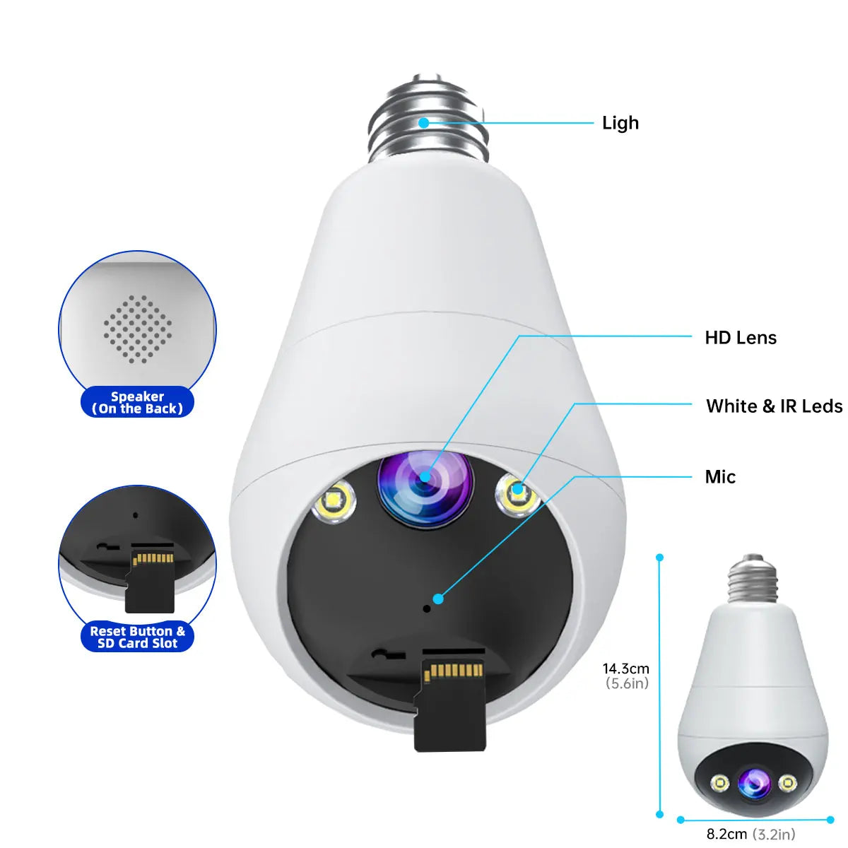 JOOAN 3MP IP Camera 2.4G Wifi E27 Bulb Surveillance Camera Smart Home AI Tracking Security Baby Monitor Wireless CCTV Camera