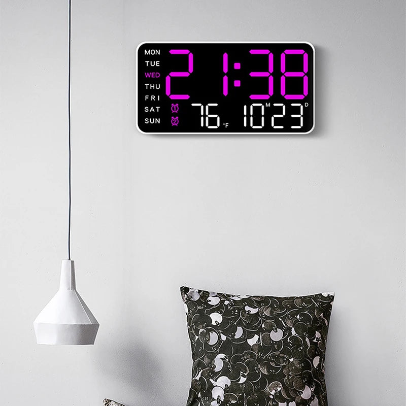 Voice Control Alarm Clock USB Powered LED Digital Clocks Temp Date Week Display 12/24H DST Brightness Adjustment 2-Alarms Clocks