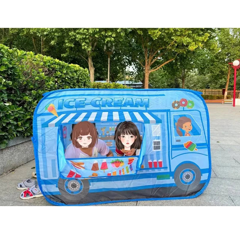 Children'S Indoor Ice Cream Car Tent Toys Playhouse Princess Boy Baby Game House Folding Ball Pool House Hamburg Car Pattern