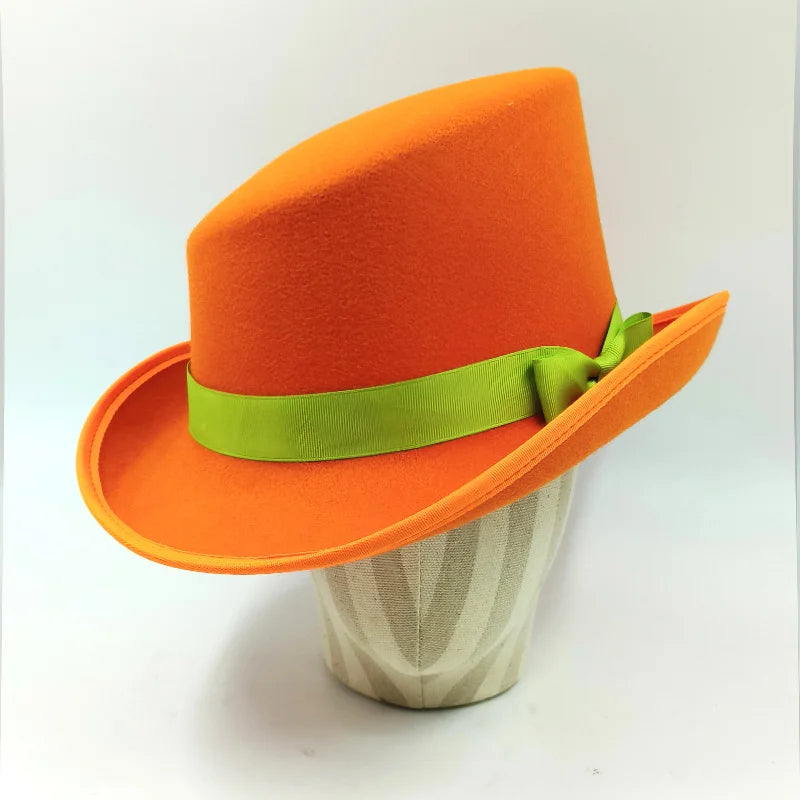 Fedoras Wool Magic high hat British black jazz top hat male court gentleman flat felt hat Webbing sombrero de copa británico
