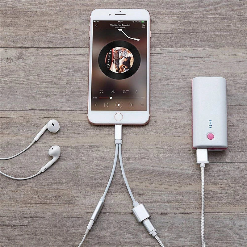 2 In 1 Lighting To 3.5mm Jack Headphone Aux Cable & Charging Splitter Adapter for IPhone 14 12 13 11 Pro Max Mini XS Converters
