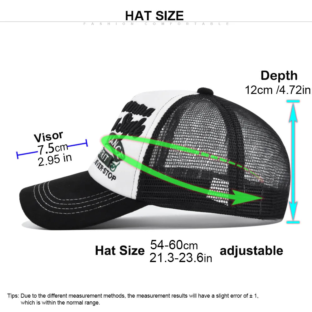 New Letter embroidery Baseball Cap Men Women Mesh Hat Summer Outdoors Sunshade Fashion Sport Snapback Trucker Caps Hip Hop Hats