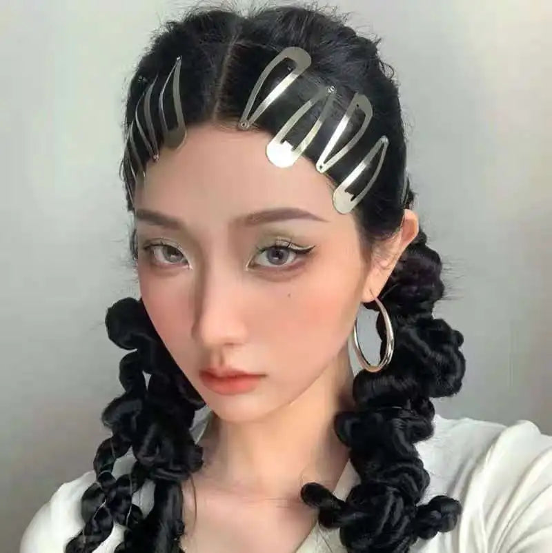 2/20pcs Silver Metal BB Hair Clips Girls Y2K Punk Drop Shaped Hairpins Hairclip Barrettes Cute Headdress DIY Hair Jewelry Making