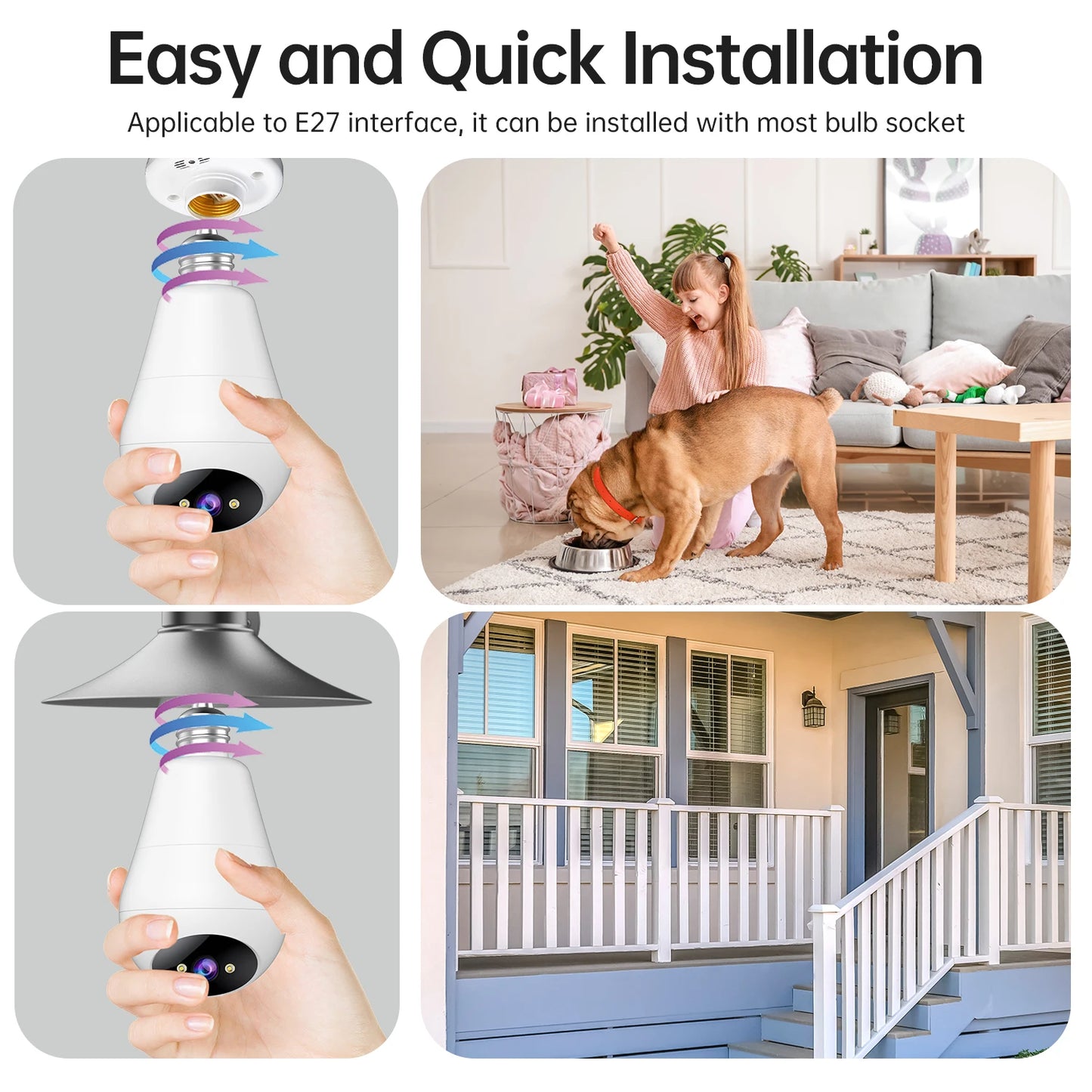 JOOAN 3MP IP Camera 2.4G Wifi E27 Bulb Surveillance Camera Smart Home AI Tracking Security Baby Monitor Wireless CCTV Camera